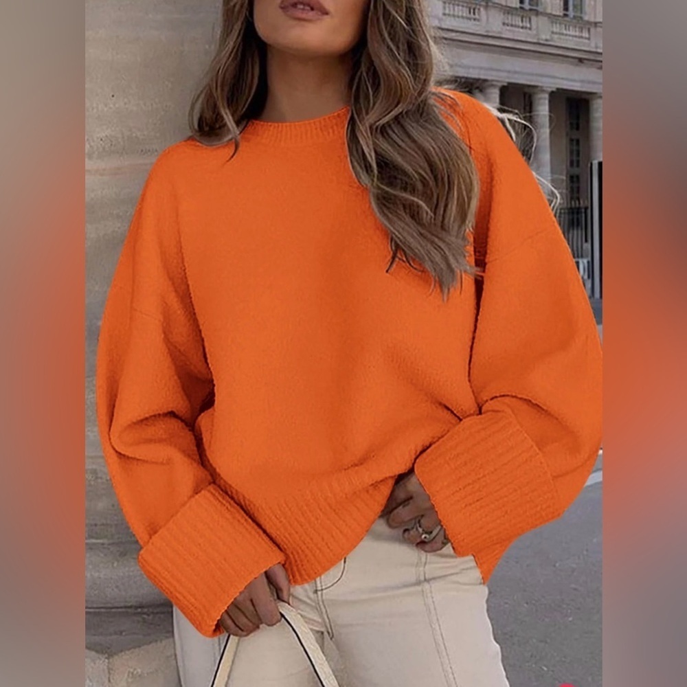 PRETTYGARDEN Women's Fall Oversized Sweaters Orange L